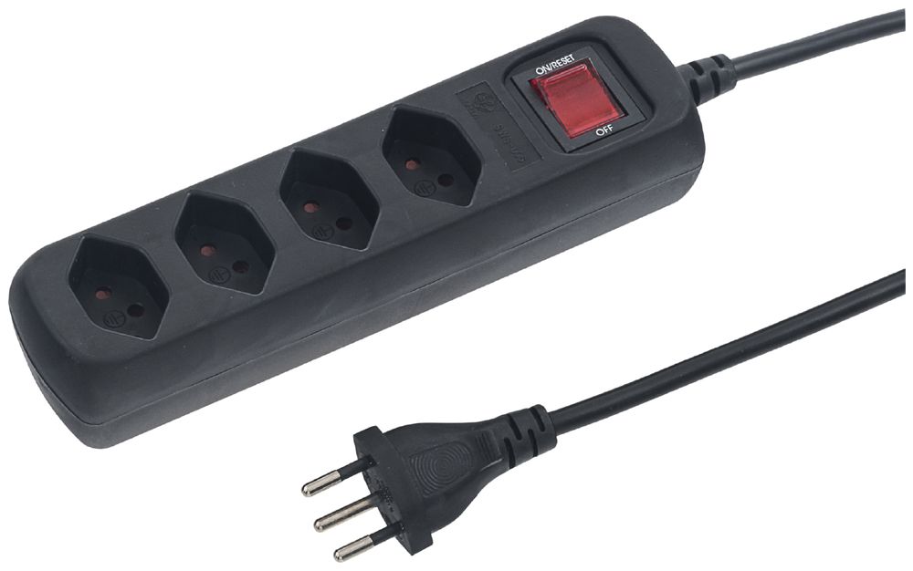 Steckdosenleiste STEBA POWER EASY 4×T13 mit Kinderschutz +Sch.1.5m schwarz