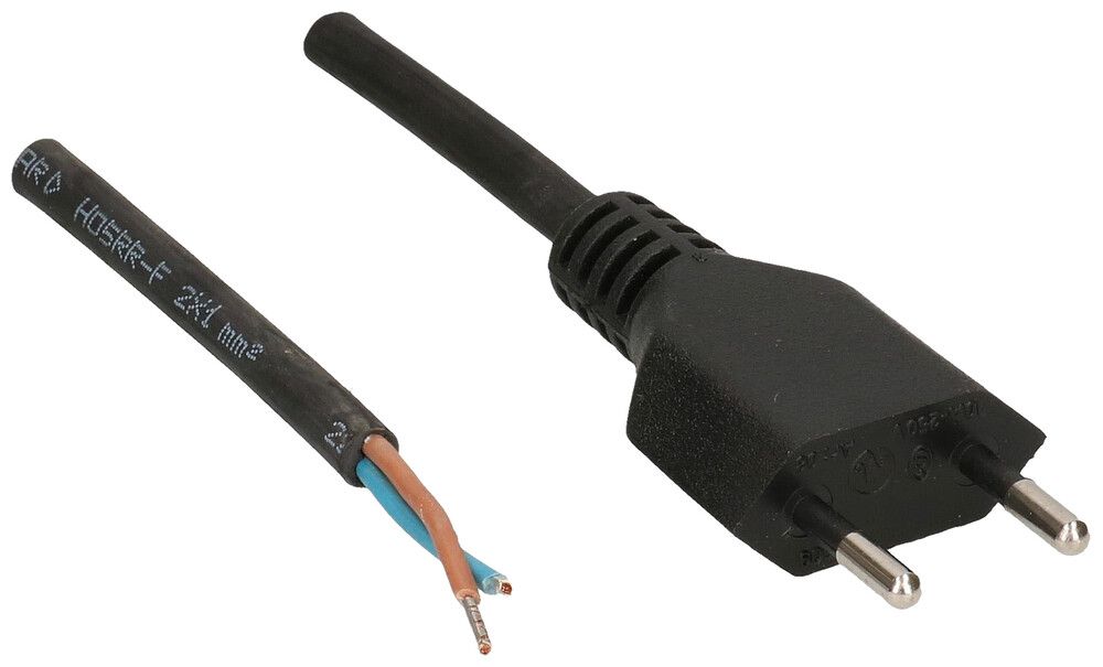 Anschlusskabel MAX HAURI Gummi 10A 230V 2×1mm² Typ 11/Aderendhülse 5m schwarz
