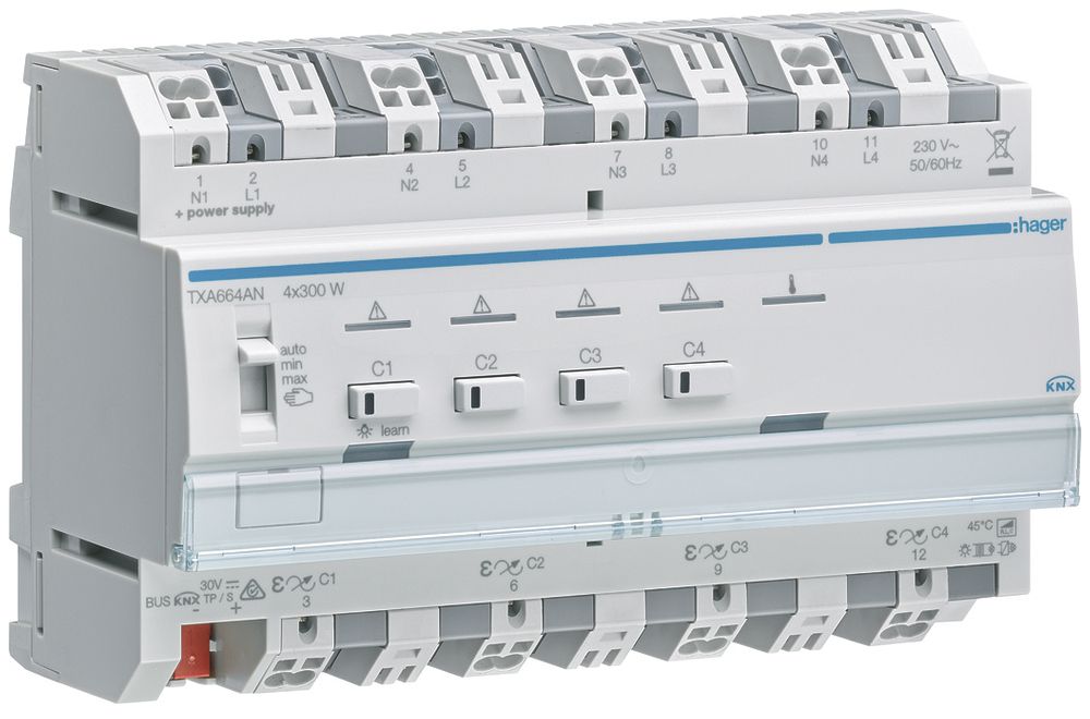 Attuatore-variatore AMD Hager TXA664AN KNX easy 4×300W 8UM