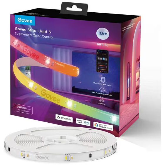 Bande LED Govee Stripe Light S, 10 m,  RGBIC, Matter