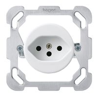 Einsatz zu UP-Steckdose basico T13 m.Befestigungsplatte weiss ohne Kinderschutz