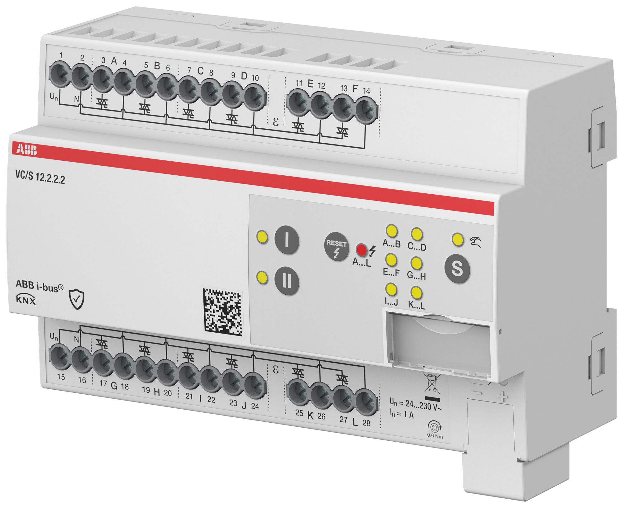 Actionneur de chauffage KNX AMD ABB VC/S12.2.2.2 12×sort 1A 24…230V 8UM