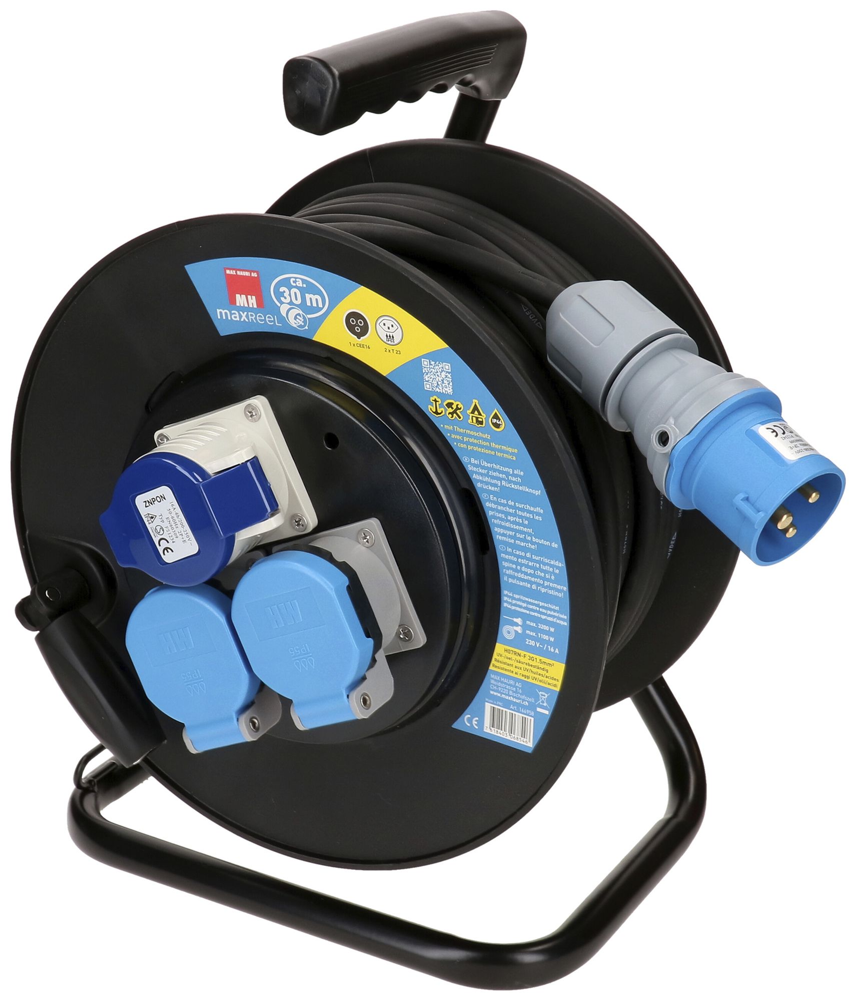 Kabelrolle MH maxCAMP 2×T23 1×CEE16 IP44 3×1.5mm² 30m IP44