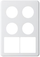 UP-Abdeckplatte basico 3×2 4×Ø43mm+2×Ausschnitt 58×58mm weiss