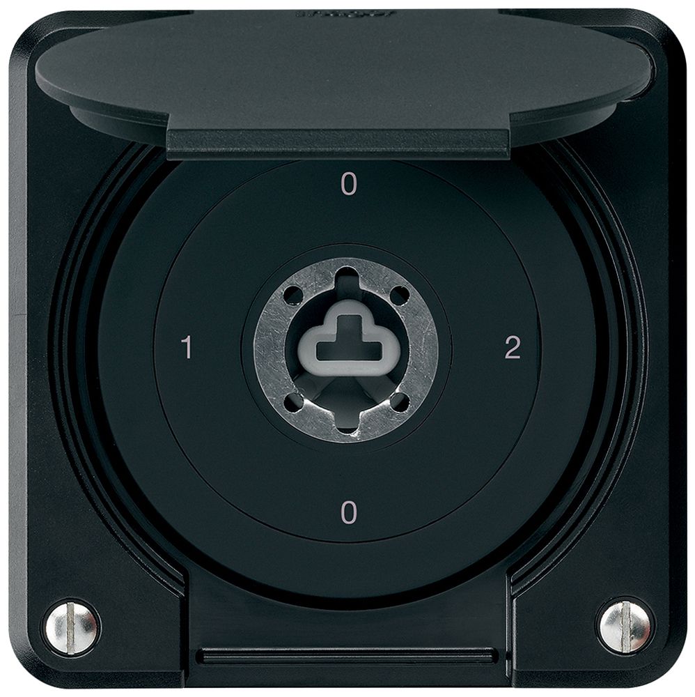 Interrupteur à clé ENC robusto IP55 avec clapet sans cylindre S2/1P noir p.combi