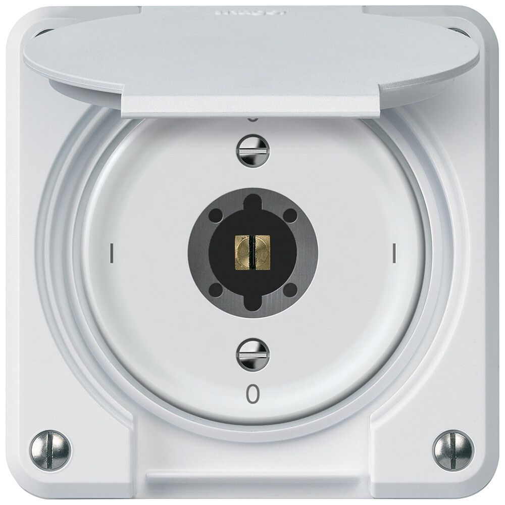 Interruttore a chiave robusto interruttore 2×1 polo 16A 250V 86×86mm bianco