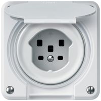 Presa INC robusto 1×T25 16A 400V 86×86mm IP21 bianco