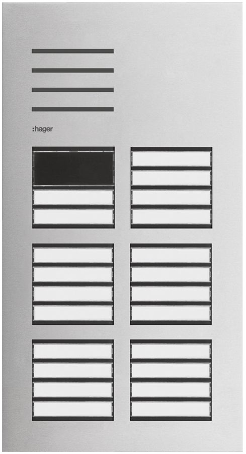 Aussenstation Audio Hager elcom.one 2-Draht mit LED für 22Wohnungen Edelstahl