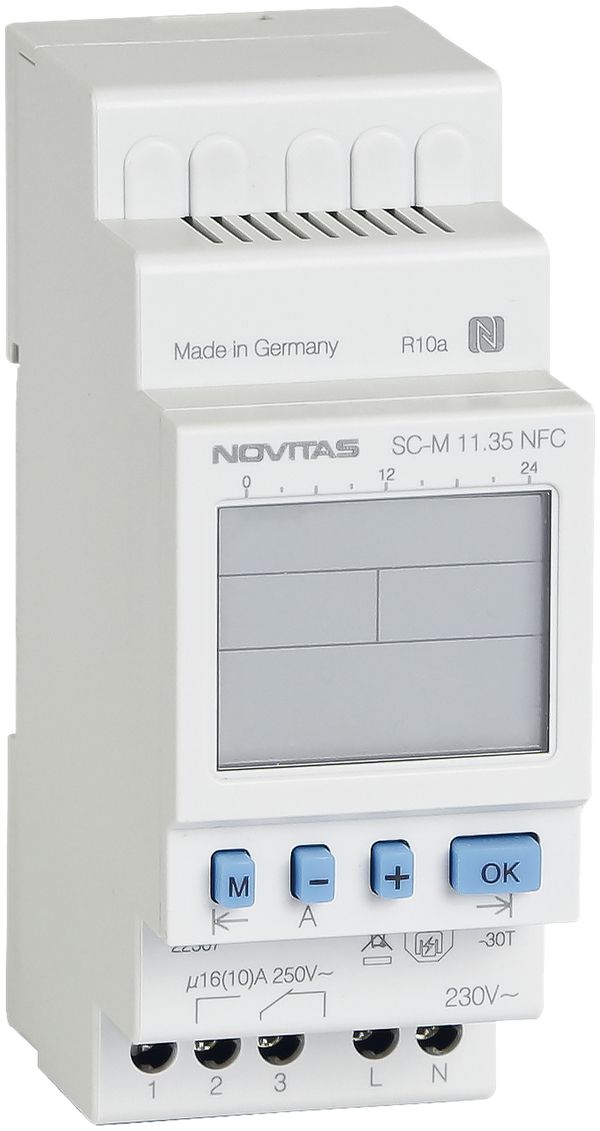 Interrupteur horaire hebdomadaire AMD NOVITAS SC-M 11.35 NFC, 230V 1-canal