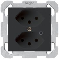 Presa INC Hager kallysto 2×T13 illuminato B nero