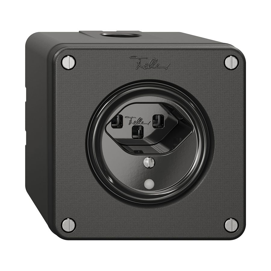 Prise NAPU NEVO, 1×T23, a.LED, noir