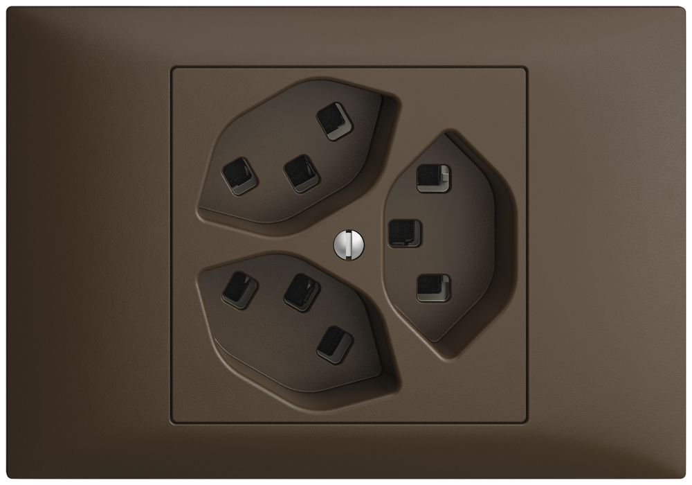 EB-Steckdose 3×T23 16A EDIZIOdue coffee, mit Steckklemmen