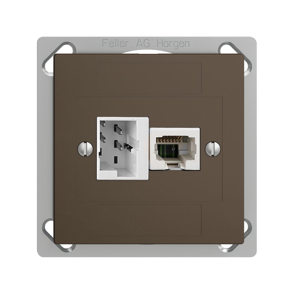 Prise INC 1×T+T,1×RJ45/u 4P EDIZIOdue ITplus ITM coffee