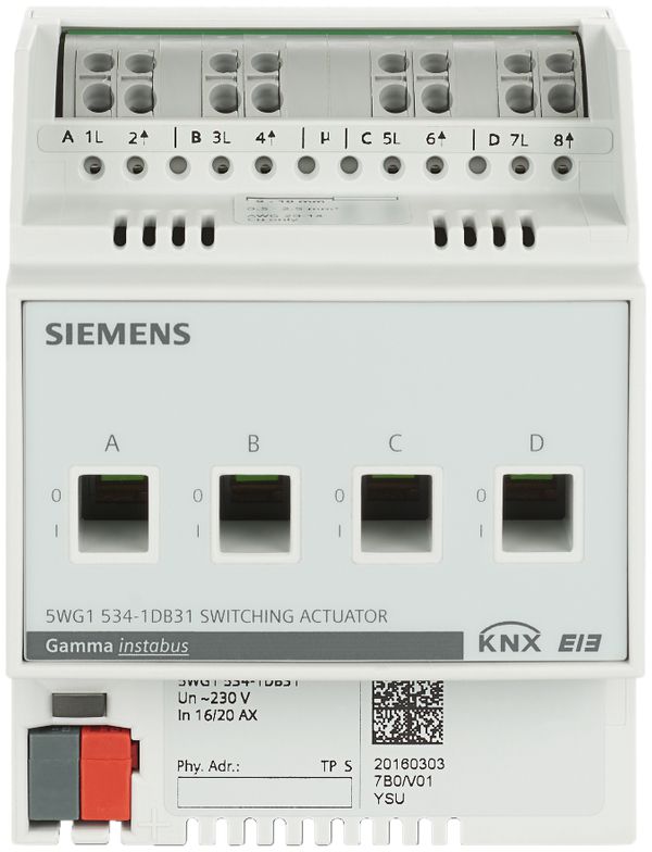 Attuatore-commutatore AMD Siemens KNX 4 volte 230VAC 10AX carico C