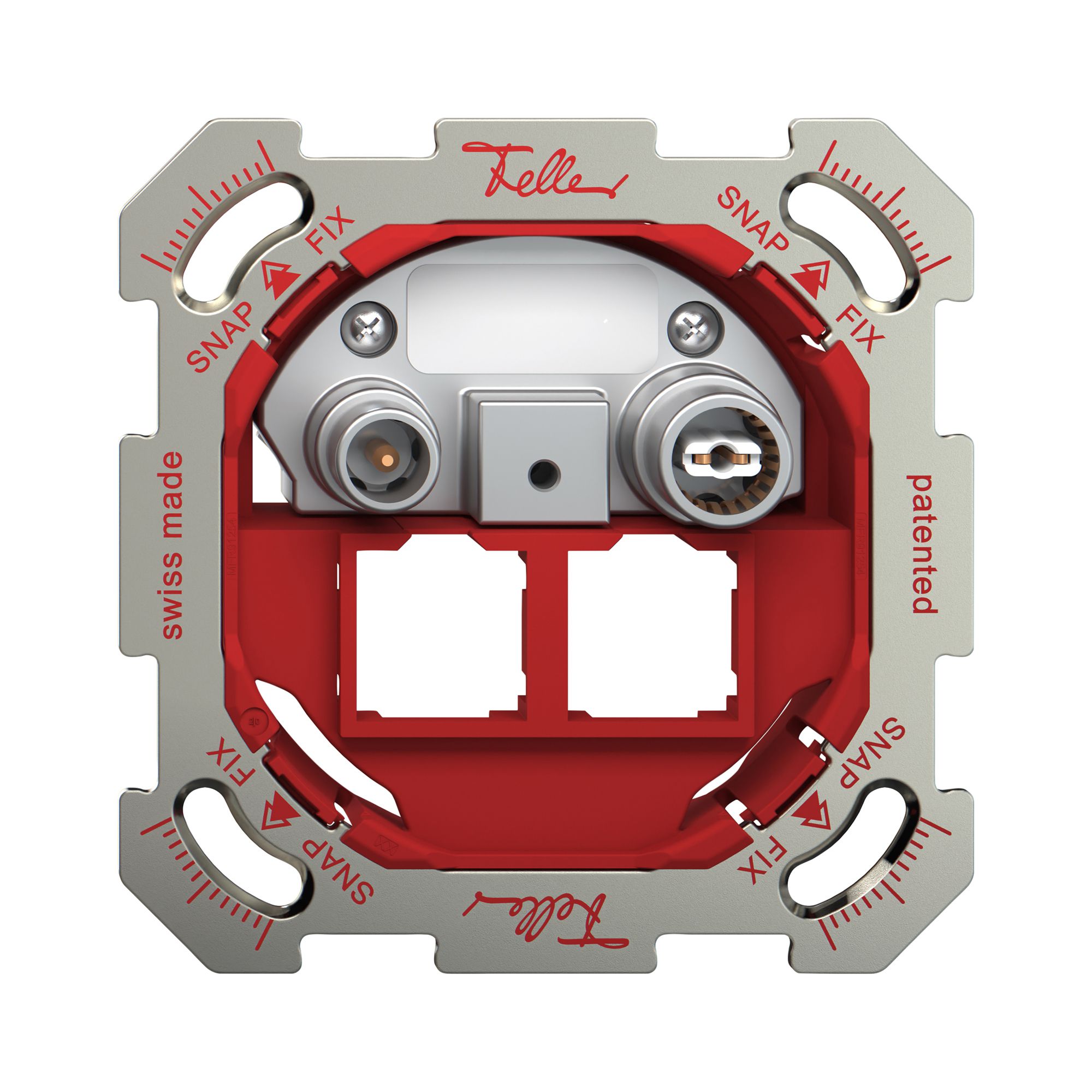 UP-Multimediadose TV-R Feller SNAPFIX® EASYNET f.2×RJ45 S-One 15dB