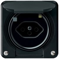Prise FI robusto 1×T13 30mA 10A 250V 86×86mm IP21 noir