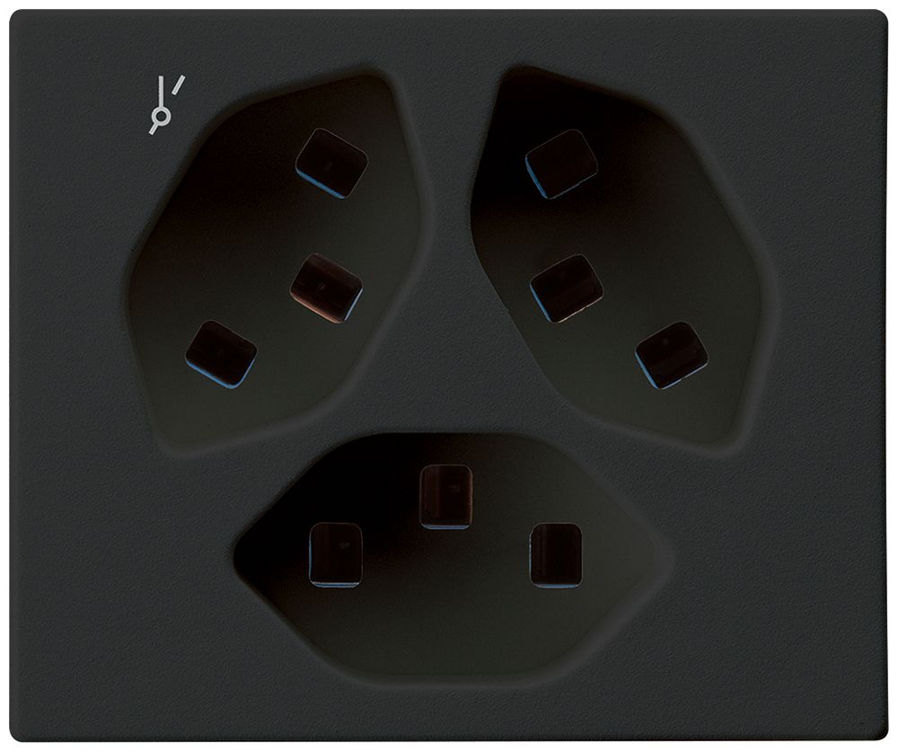 FLF-Steckdose Hager 3×Typ 23 1×S D schwarz