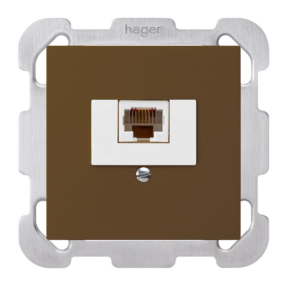 Einsatz zu Anschlussdose kallysto 1×RJ45u braun mit Befestigungsplatte