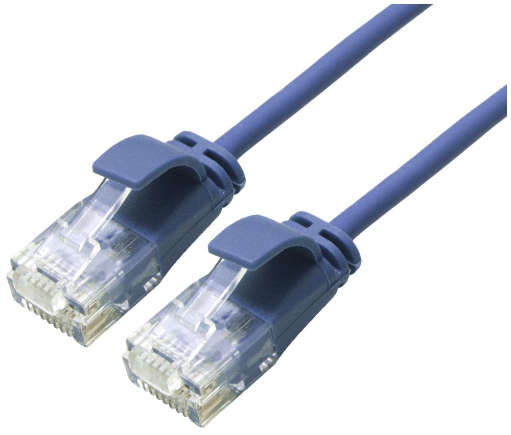 Patchkabel RJ45 ROLINE Slim, Kat.6A U/UTP, rund, blau, 5m