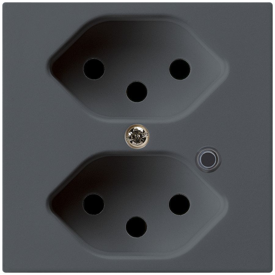 Steckdose Hager kallysto 2×T13 beleuchtet A anthrazit