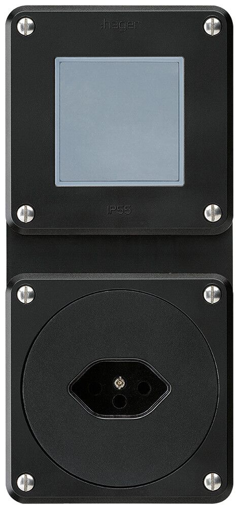 UP-Kombination Hager robusto I-I vertikal 3/1L+Typ 13, ohne Abdeckung, schwarz