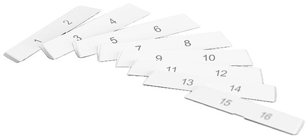 Plaquette indicatrice STANDARDdue 1…16 pour sortie oblique 8 pièces, blanc