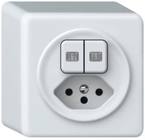 AP-Kombination origin 2×Tasten 2×bel.2CO+T13 1P 0<1 10A 230V 88×88×54mm weiss