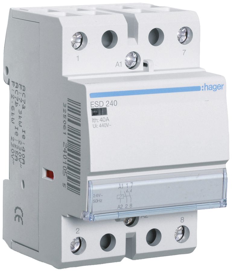 REG-Schütz Hager 24VAC 2 Schliesser 0 Öffner 40A 3TE
