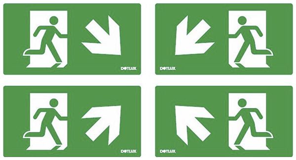 Piktogramm-Set DOTLUX EXIT je 1×Pfeil diagonal links/rechts oben/unten 4er-Set