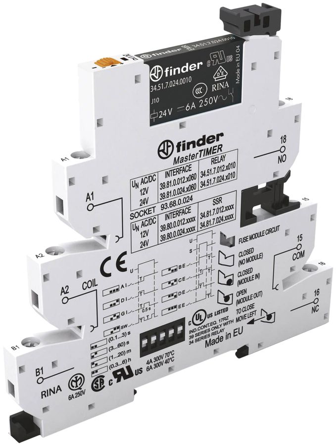 REG-Koppelrelais Finder MasterTIMER, 24VAC/DC, 1W 6A, Schraubanschluss