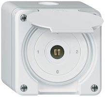 AP-Steckschlüsselschalter robusto IP55 mit Klappdeckel S2/1P weiss Vierkant