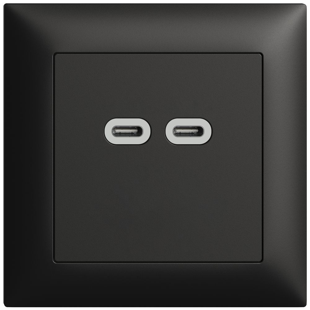 Prise ENC USB 18W 2×type C Feller EDIZIOdue FMI 230V 3600mA noir