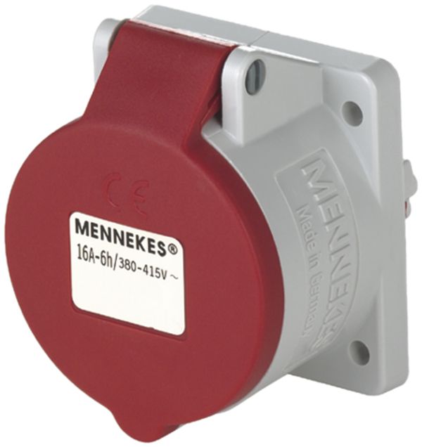 Presa INS CEE 16A 5P 6h 400V rosso, diritta TwinContact IP44