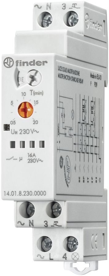 REG-Treppenlichtautomat Finder 14.01, 1S 16A/230AC 0.5…20min, 1TE