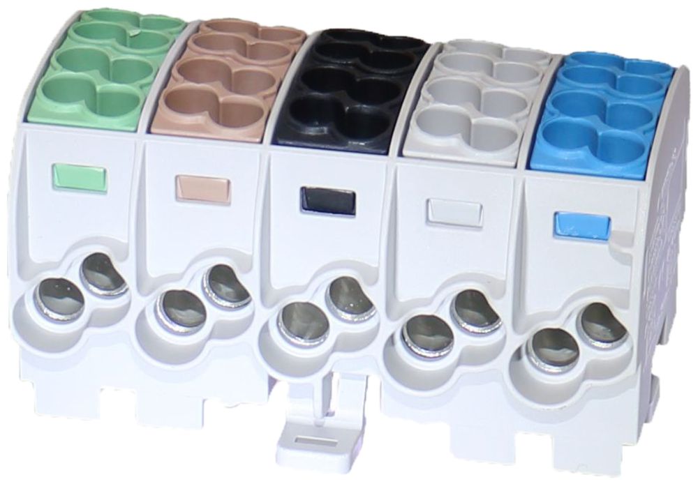 Verteilerblock Typ C 10×25/16mm² Alu-CU grau PE+3L+N