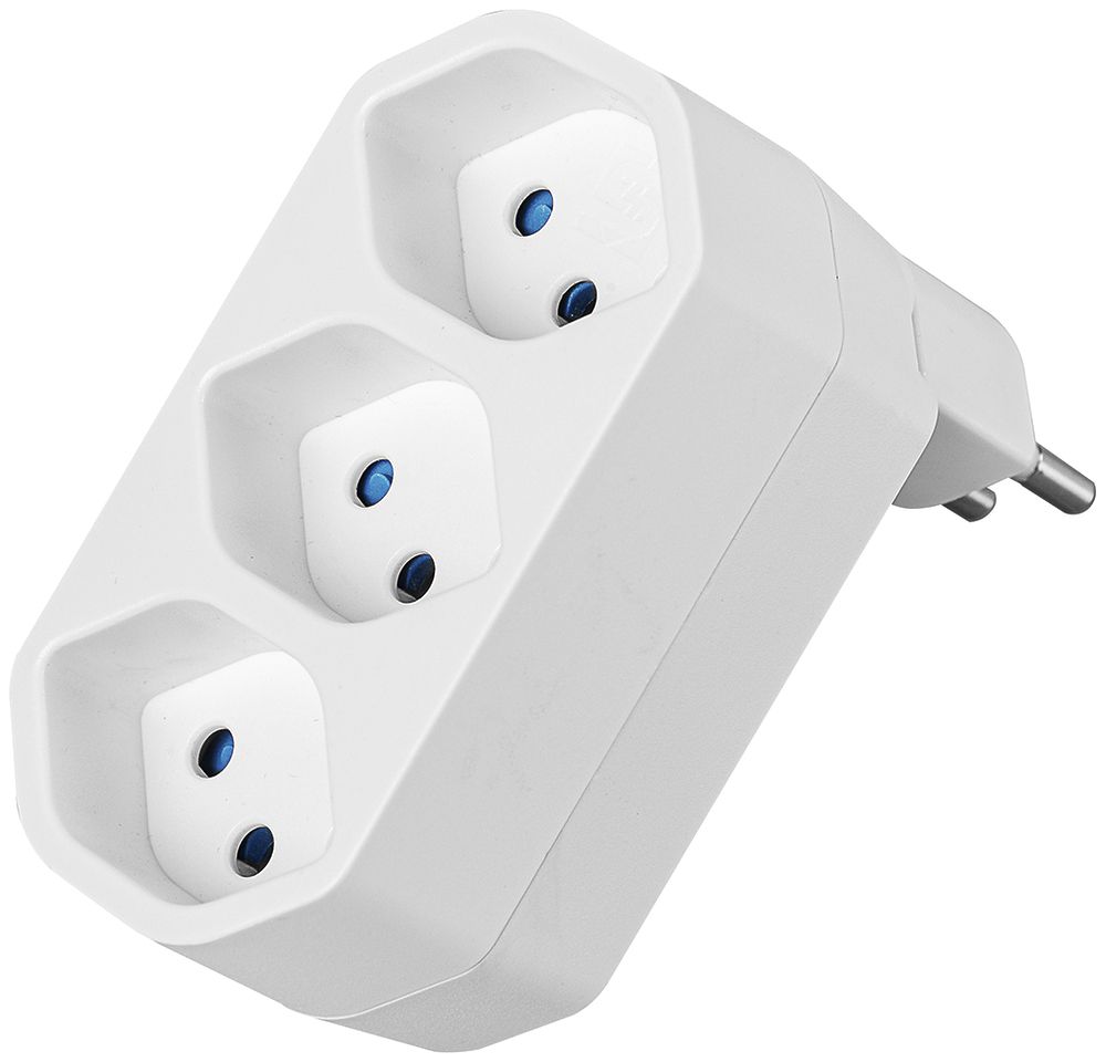 Mehrfachstecker LINE 3×T13 drehbar 320° 10A 230V IP20 weiss