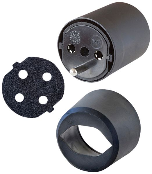 Fixadapter Brennenstuhl 3L 10A 230VAC Schuko/T12 mit Moosgummi schwarz