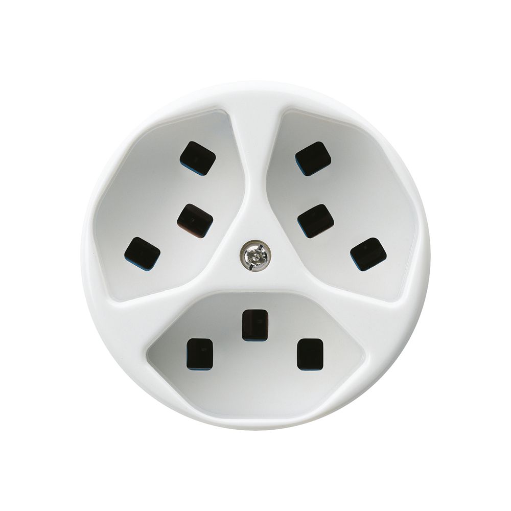 Steckdose Hager basico 3×Typ 23 A weiss