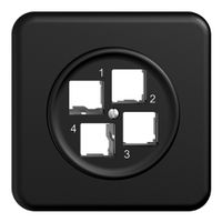 Kit di montaggio INC Sdue QMI EASYNET S-One, 4×RJ45, Ø60 mm, uscita dritta, nero