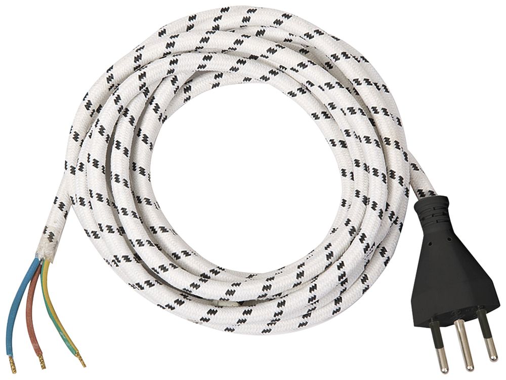 Anschlusskabel Brennenstuhl Textil 10A 230V 3×0.75mm² T12/frei 3m sz/ws