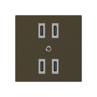 USB-Ladesteckdose Hager kallysto 2×C-C 2×20W oder 4×10W 5V 60×60mm braun