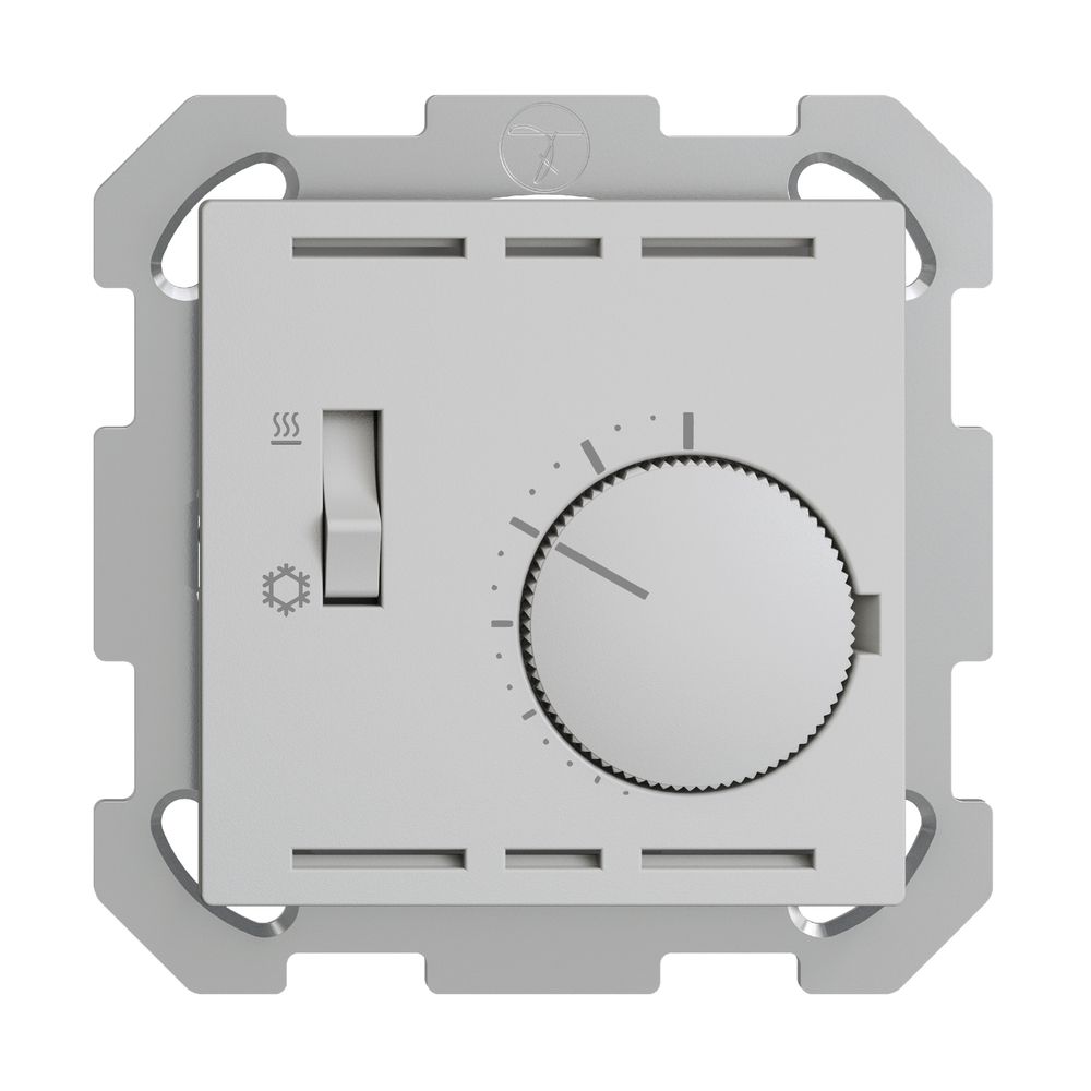 Termostato ENC EDIZIOdue, c.interruttore, prof.34mm, 77×77mm, grigio chiaro