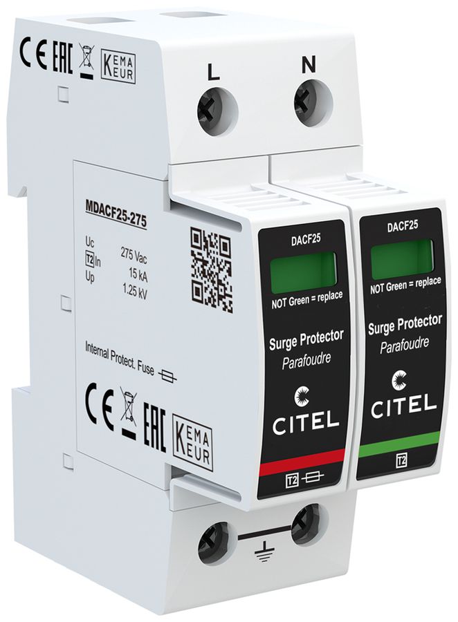 Überspannungsableiter Arthur Flury DACF25-11-275, Typ 2, 2-polig