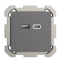 UP-Steckdose USB 18W Typ A + Typ C Feller EDIZIOdue FM 230V 3600mA dunkelgrau