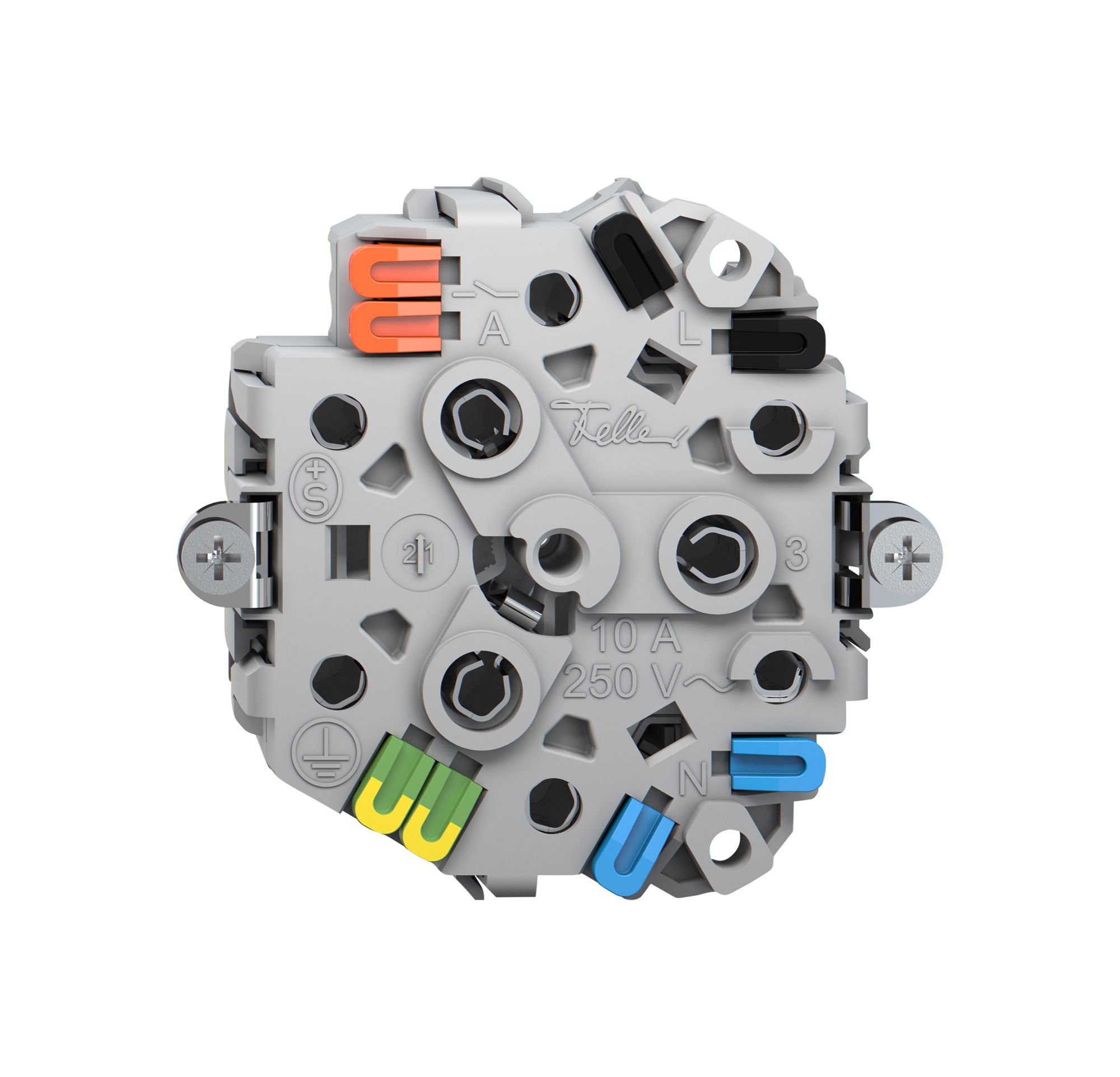 Steckdose Feller 3×T13 1×S 10A 250V 21mm grau IP20