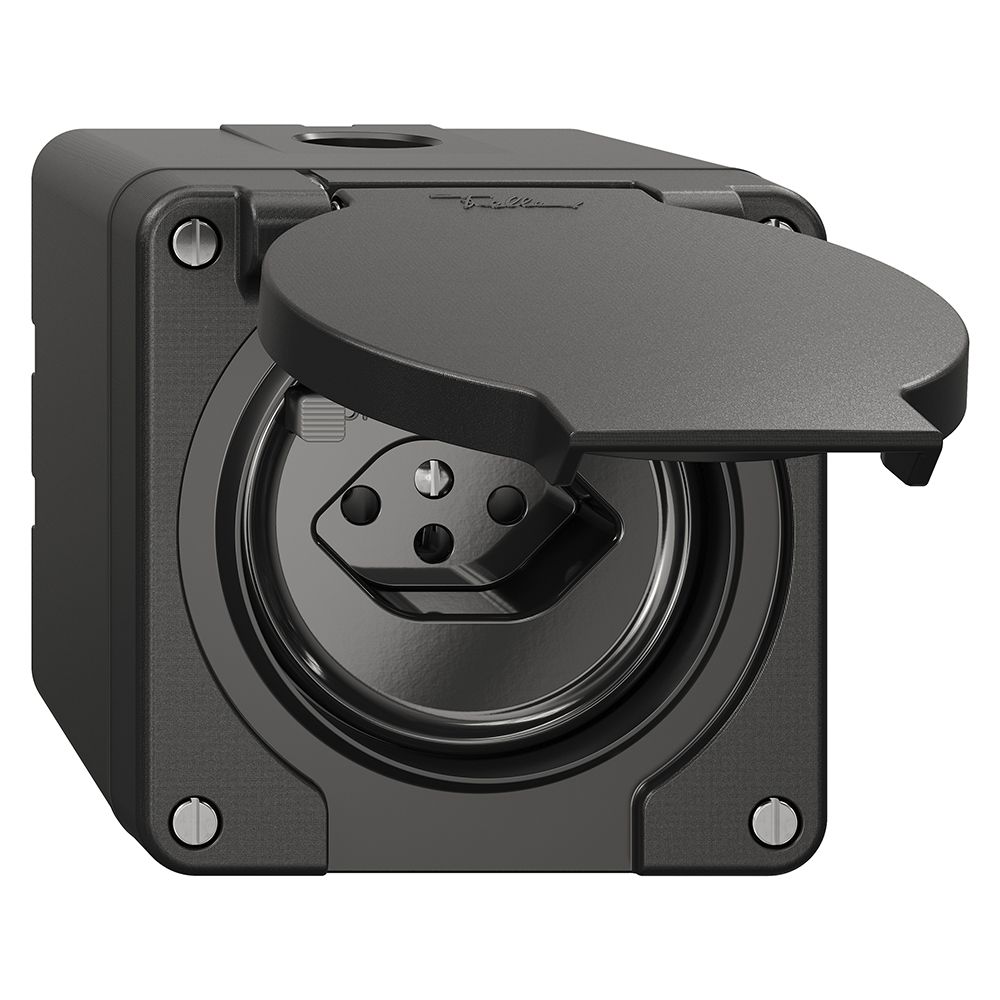 NAP-FI-Steckdose NEVO, 30mA, Typ 13, mit Anschlussklemmen, schwarz