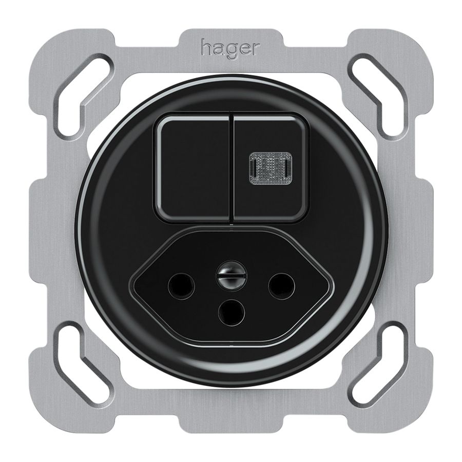 UP-Kombination origin Sch 3+3 + 1×Typ 13 77×77mm 1×beleuchtet schwarz