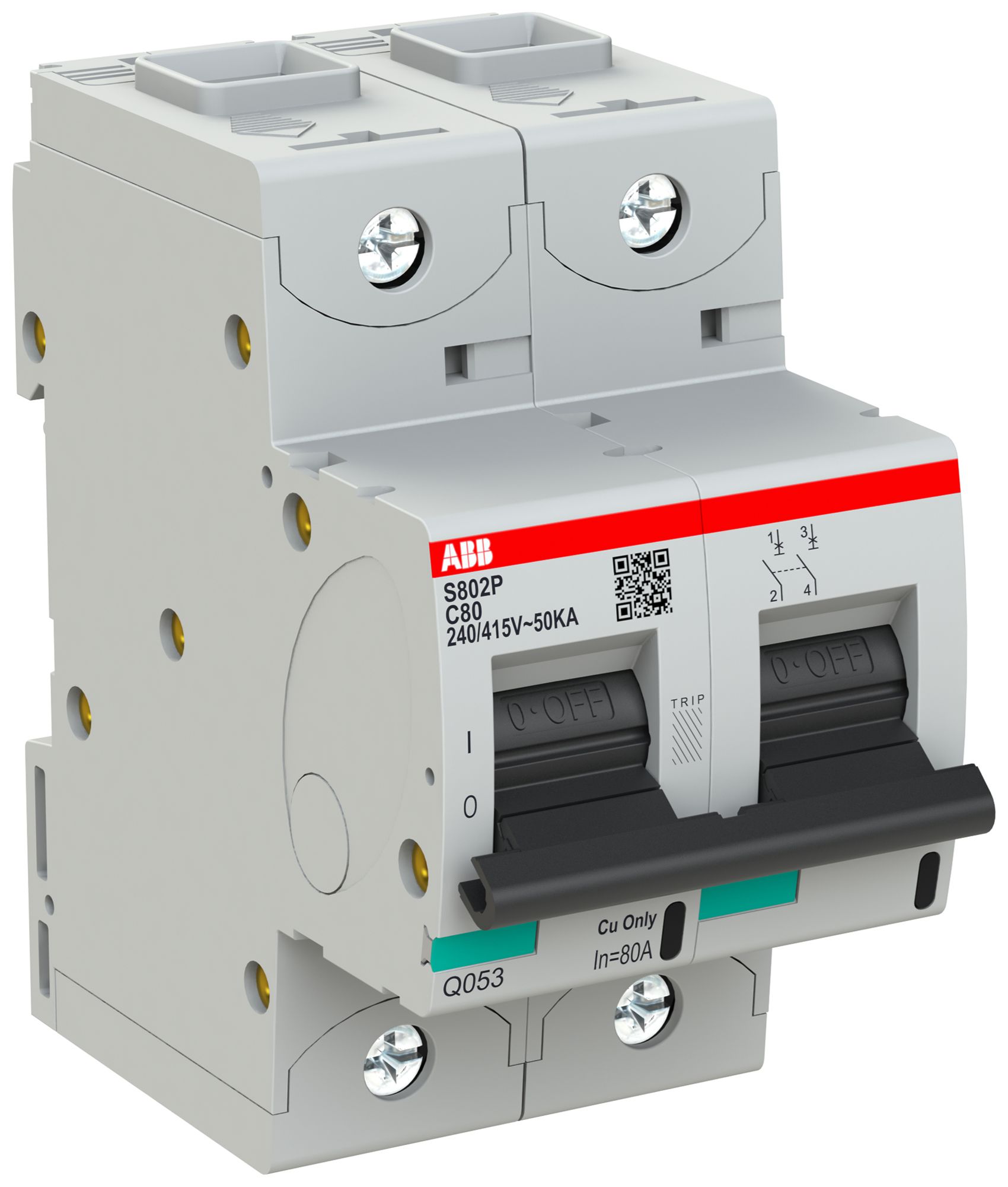 Leitungsschutzschalter ABB S802P-C80 2P 400V C-80A 50kA 3TE