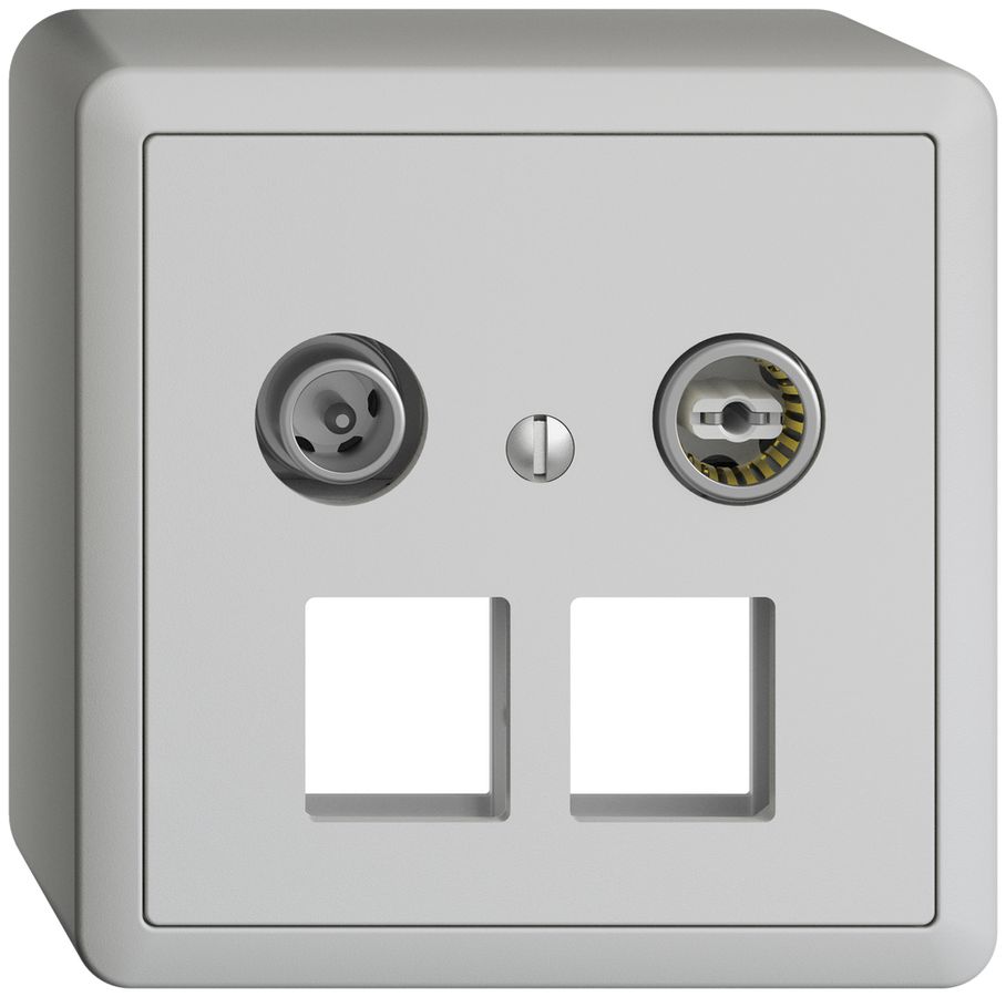 AP-Multimediadose 11dB Edue, Enddose/Durchgangsdose, f.2×RJ45 Keystone, hellgrau