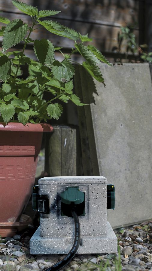 Gartensteckdose Steffen GardenLine Steinoptik 4×T13 Kabel 3m IP55